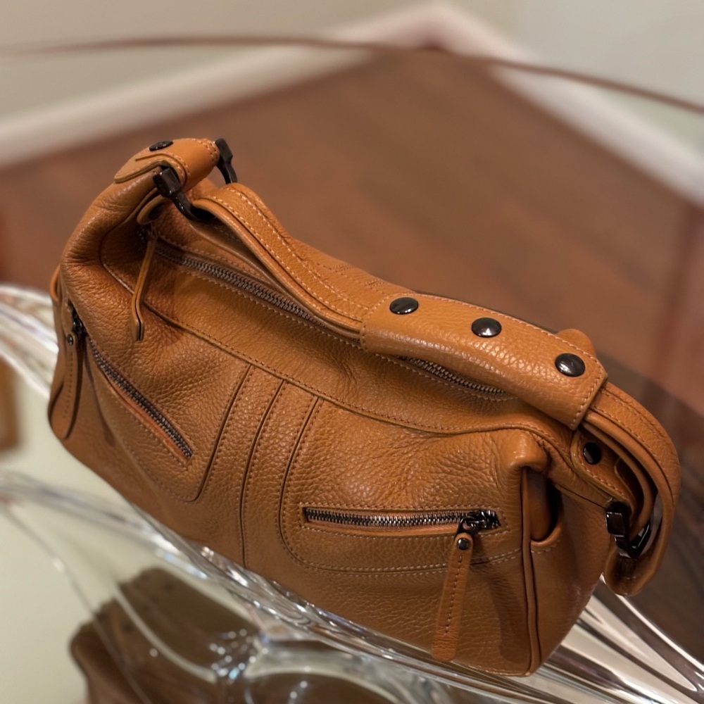 Tod's Tan Pebbled Leather Shoulder Bag